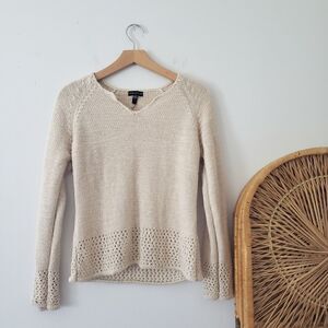 Carolyn Taylor Cream Knit Sweater L